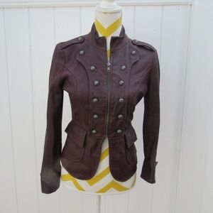 BEBE Champagne Zip Double Breast Button Leather Moto Jacket XS